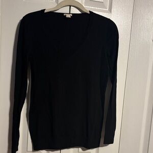 J CREW Classic Black V-Neck Women's long sleeve sweater size XS NWOT